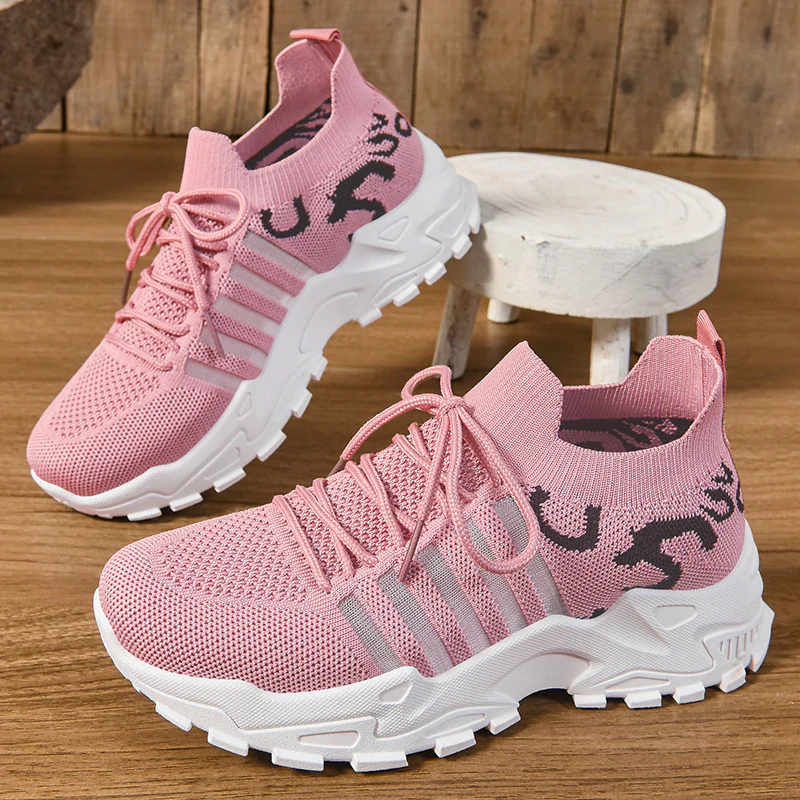 Women’s FlyStep Knit Sneakers – Leopard Print Lightweight Slip-On Shoes