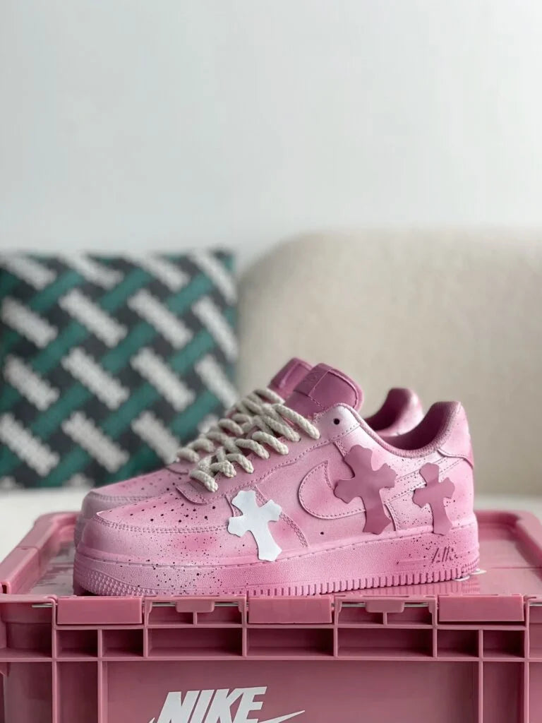 Chrome Hearts x Nike Air Force 1 Pink/White Sneakers