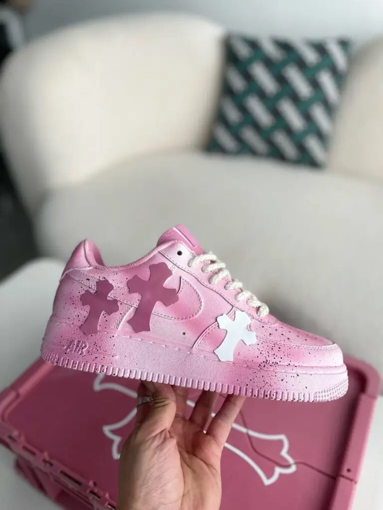 Chrome Hearts x Nike Air Force 1 Pink/White Sneakers