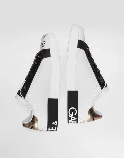 D&G Portofino Sneakers In Printed Nappa Calfskin With Patch